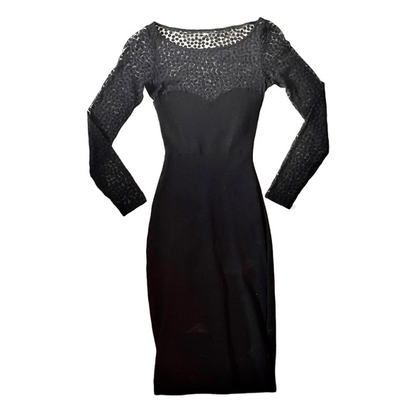 💚3/$15💚 American Apparel| SMALL | Black Polka Dot Mesh Midi Long Sleeve - Picture 4 of 8